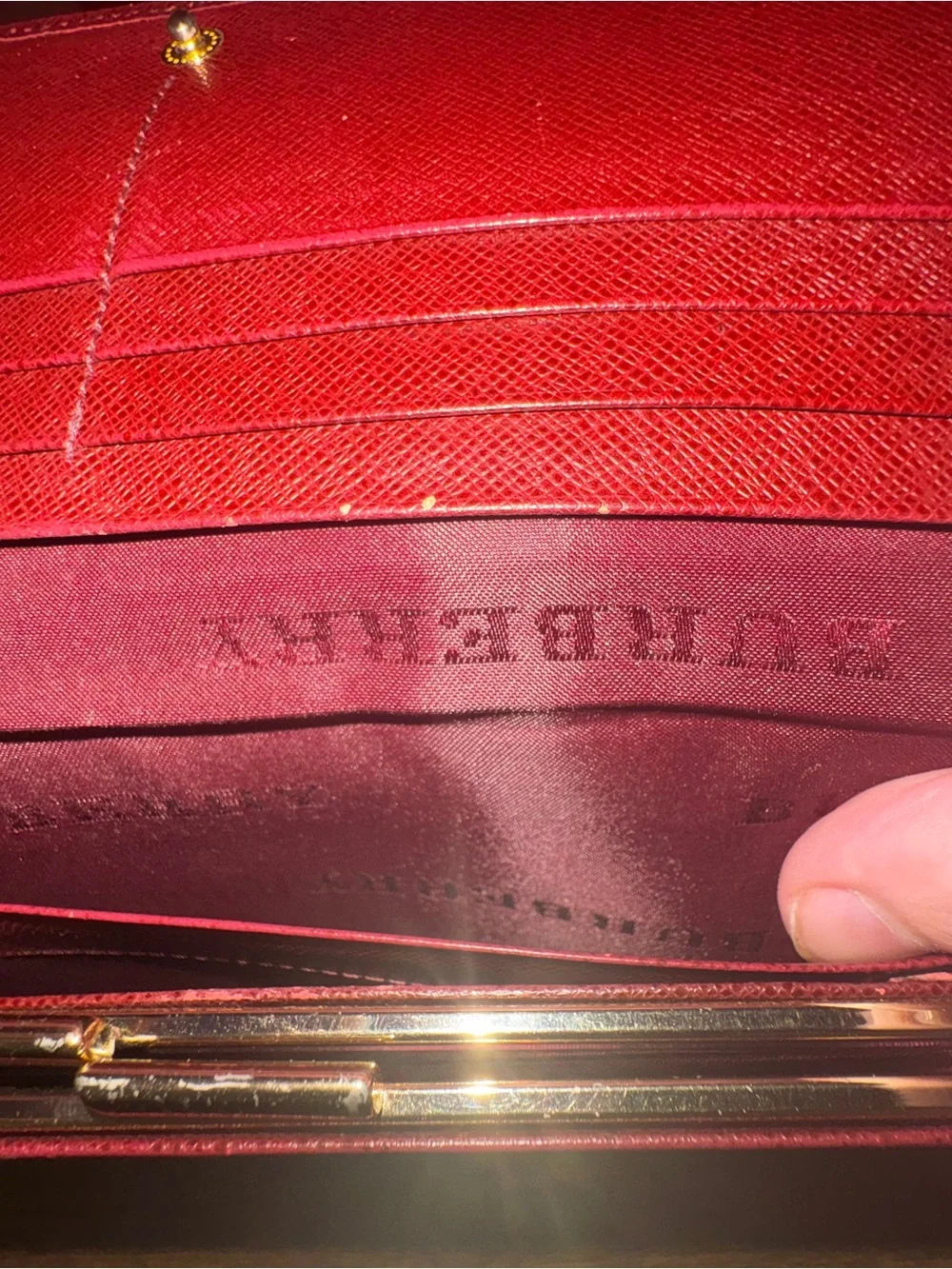 Burberry Beige Nova Check Card Holder with Burgundy Trim
